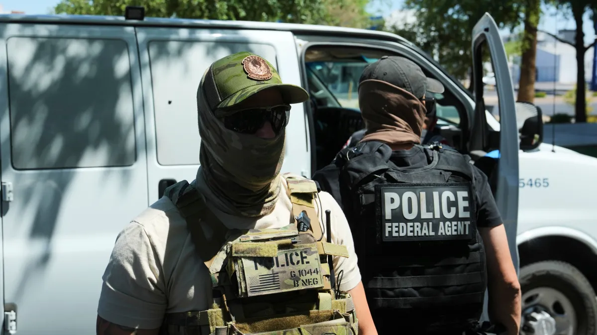 ICE agents during an enforcement operation